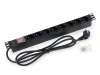Triton 19" rozvodný panel 1U 8x230V ČSN vypínač černý 2m