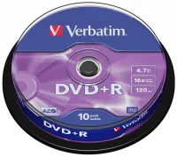 VERBATIM DVD+R 47GB 16x 10pack spindle VERBATIM DVD+R 47GB 16x 10pack spindle (1 of 2)