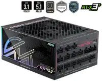 MSI MPG Ai1300TS PCIE5 1300W ATX3.1 active PFC 12 year warranty 135mm fan modular 80PLUS Titanium MSI MPG Ai1300TS PCIE5 1300W ATX3.1 active PFC 12 year warranty 135mm fan modular 80PLUS Titanium (1 of 5)
