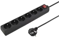Extensão PremiumCord 230V 3m com 6 tomadas + interruptor, preta (1 of 1)