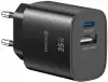Swissten Edge GaN hálózati adapter 1x USB-C PD 35W + 1x USB-A 18W QC fekete