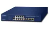 Planet GS-4210-8P2C PoE switch L2 L4 10x GbE RJ-45 2x SFP 8x 802.3at do 120W Web SNMP v3 extend mód 10Mb