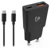 NEDIS hálózati töltő 30 W PD 3.0 gyorstöltés 1.5 2.0 2.22 3.0 A USB-A USB-C fekete kábel 1.5m
