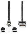 NEDIS USB 2.0 kabel USB-A vtič - USB mikro-B vtič USB-C vtič magnetni konektorji črn blister 2 m thumbnail (2 of 2)