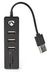 NEDIS USB-hubplugg USB-A-uttag USB-A 3-portars strömförsörjning från USB SD & MicroSD 3x USB svart thumbnail (1 of 3)