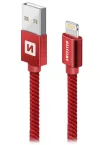 Swissten Datakabel Tekstil Usb Lightning Mfi 2.0 M Rød