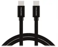 Swissten podatkovni kabel tekstilni USB-C USB-C 3 m črne barve Swissten podatkovni kabel tekstilni USB-C USB-C 3 m črne barve (1 of 2)