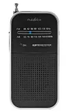 NEDIS portable radio AM FM battery powered analog 1.5 W headphone output aluminum black thumbnail (2 of 6)