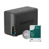 Synology DiskStation DS225+ 2-paikkainen NAS-asema, jossa 2 x 4 Tt:n kiintolevy (HAT3300-4T), CPU J4125, RAM 2 Gt, LAN-liitäntä 1 x 2,5 Gt + 1 x 1 Gt