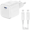 Swissten netværksadapter gan 1x usb-c 35w strømforsyning hvid + datakabel usb-c usb-c 1,2 m hvid