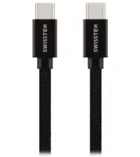 Swissten podatkovni kabel tekstilni USB-C USB-C 0 2 m črne barve Swissten podatkovni kabel tekstilni USB-C USB-C 0 2 m črne barve (1 of 2)