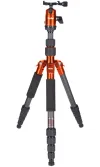 Treppiede Rollei Compact Traveller No 1 Carbon Carico 8kg Esteso 142 cm Carbon Orange