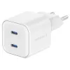 Swissten GAN 2x USB-C 20 W strāvas padeves balts tīkla adapteris