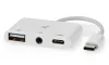 NEDIS USB 2.0 mitme pordiga adapteri pistik USB-C pesa USB-A pesa USB-C pesa 35 mm 480 Mbps ümmargune blister