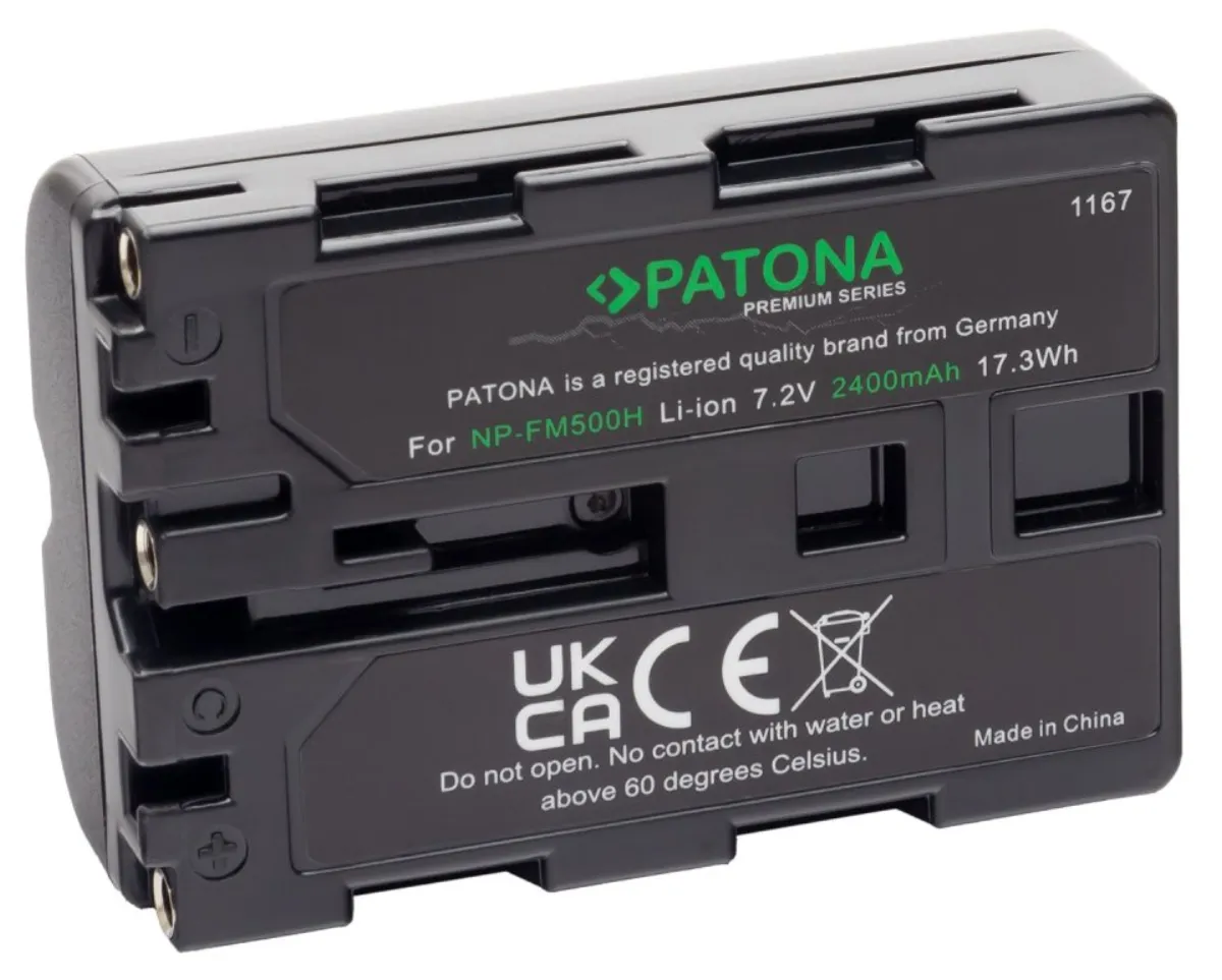 PATONA 2x Batteria Ricambio Per Sony NP-FM500H – 2400mAh, Compatibile Con Alpha A100, A200, A300, A350, A450, A500, A550, A560, A580, A700, A850, A900, A57, A65, A77, A99 II