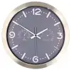 Orologio da parete NEDIS, diametro 300 mm, movimento silenzioso, termometro e igrometro, acciaio inox, grigio. Orologio da parete NEDIS, diametro 300 mm, movimento silenzioso, termometro e igrometro, acciaio inox, grigio.
