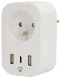 NEDIS Wi-Fi smart socket verbruiksmeter 16A Frans type E IP21 3680 W 1x USB-C 2x USB wit NEDIS Wi-Fi smart socket verbruiksmeter 16A Frans type E IP21 3680 W 1x USB-C 2x USB wit (1 of 7)