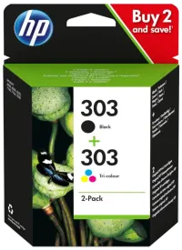 HP 303 dobbeltpakke sorte og trefarvede originale blækpatroner (1 of 2)