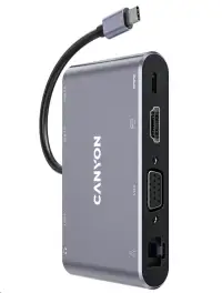 CANYON Port-Replikator DS-14 8in1: 1x USB-C PD 100W, 1x HDMI (4K), VGA, 3x USB-A 3.0, RJ45 Gb, 3,5-mm-Klinkenanschluss CANYON Port-Replikator DS-14 8in1: 1x USB-C PD 100W, 1x HDMI (4K), VGA, 3x USB-A 3.0, RJ45 Gb, 3,5-mm-Klinkenanschluss (1 of 5)