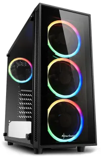 Sharkoon Fall TG4 RGB Mëtt Tower 2x USB3.0 transparent Säit ARGB LED schwaarz Sharkoon Fall TG4 RGB Mëtt Tower 2x USB3.0 transparent Säit ARGB LED schwaarz (1 of 5)
