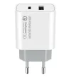 COLORWAY 1x USB og 1x USB-C netoplader 20W 100V-240V Hvid thumbnail (3 of 4)