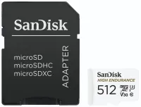SanDisk High Endurance microSDXC 512GB C10 U3 V30 Full HD 4K -videot kojelautakamerat ja kodin valvonta + SD-sovitin (1 of 2)