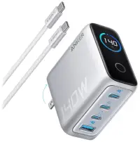 Anker Prime töltő 140W 3x USB-C USB kijelző ezüst + USB-C kábel Anker Prime töltő 140W 3x USB-C USB kijelző ezüst + USB-C kábel (1 of 6)