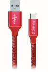 Värviline USB-andmekaabel USB-C 1m 2,1A punane