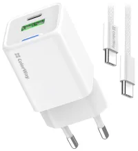 COLORWAY 1x USB-C mains charger GaN PD PPS QC 35W Including 100cm cable White COLORWAY 1x USB-C mains charger GaN PD PPS QC 35W Including 100cm cable White (1 of 13)
