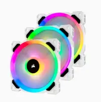 Ventilator Corsair LL Series LL120 RGB Alb 120mm Ventilator cu Buclă de Iluminare Duală LED RGB PWM Pachet de 3 Ventilatoare cu Node de Iluminare PRO (1 of 1)
