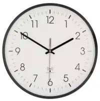 Orologio da parete NEDIS, diametro 300 mm, radiocontrollato, movimento silenzioso, in plastica, bianco e nero. (1 of 2)