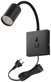 Гибкий настенный светильник IMMAX PUNTO USB с выключателем 9 Вт GU10 черный. (1 of 6)