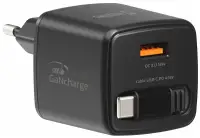 Адаптер живлення Swissten Slidecharge GaN 45W 1x USB-A 18W з висувним кабелем USB-C 0.75 м, чорний Адаптер живлення Swissten Slidecharge GaN 45W 1x USB-A 18W з висувним кабелем USB-C 0.75 м, чорний (1 of 5)