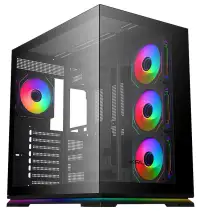 Krux kabinet Atron ATX 4x120 mm PWM ARGB blæser USB 2.0 USB 3.0 USB-C panorama sort (1 of 11)